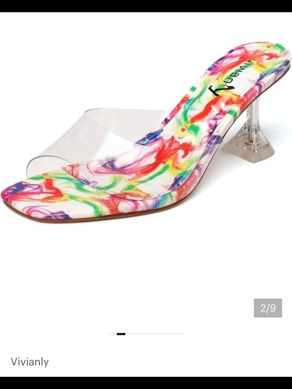 Vivianly Green Clear Lucite Heel Slide Sandals - Green - Picture 3 of 12